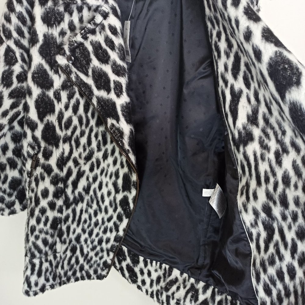 Banana Republic Women Snow Coat Size XS Leopard Cocoon Side Zipper Italian NWT - Picture 9 of 10